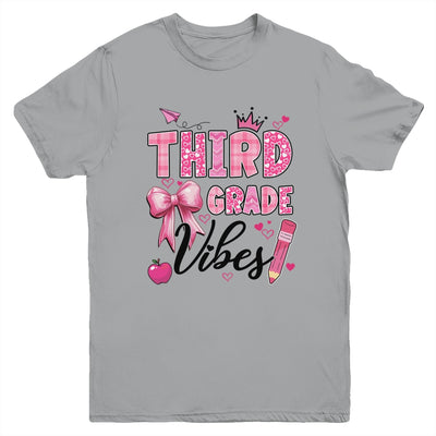 3rd Third Grade Vibes Back To School Coquette Teacher Girl Youth Shirt | siriusteestore