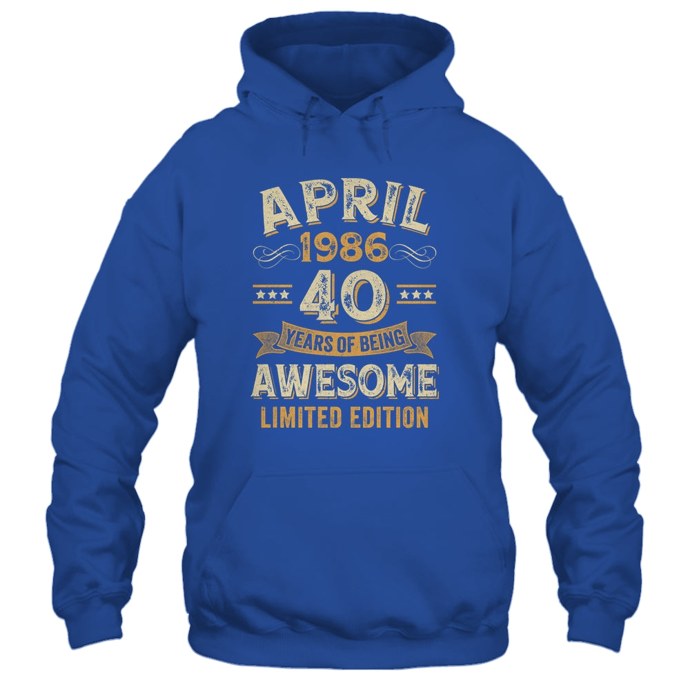 40 Years Awesome Vintage April 1986 40th Birthday Shirt & Hoodie | siriusteestore