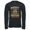 40 Years Awesome Vintage August 1985 40th Birthday Shirt & Hoodie | siriusteestore