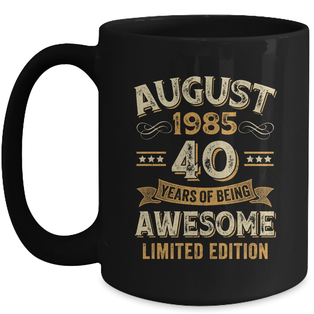 40 Years Awesome Vintage August 1985 40th Birthday Mug | siriusteestore