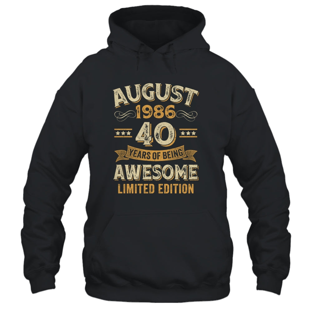 40 Years Awesome Vintage August 1986 40th Birthday Shirt & Hoodie | siriusteestore