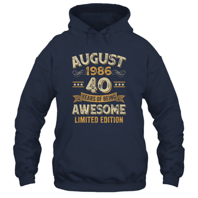40 Years Awesome Vintage August 1986 40th Birthday Shirt & Hoodie | siriusteestore