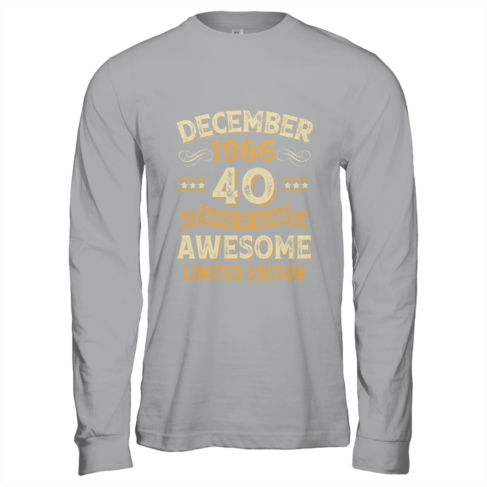 40 Years Awesome Vintage December 1986 40th Birthday Shirt & Hoodie | siriusteestore