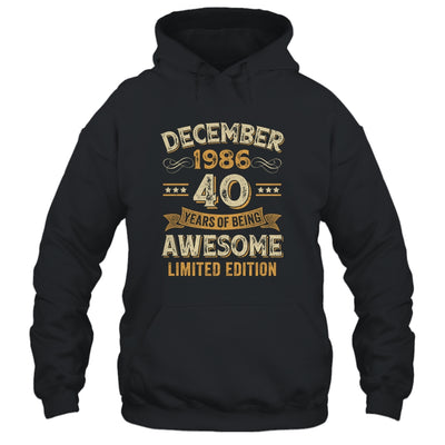 40 Years Awesome Vintage December 1986 40th Birthday Shirt & Hoodie | siriusteestore