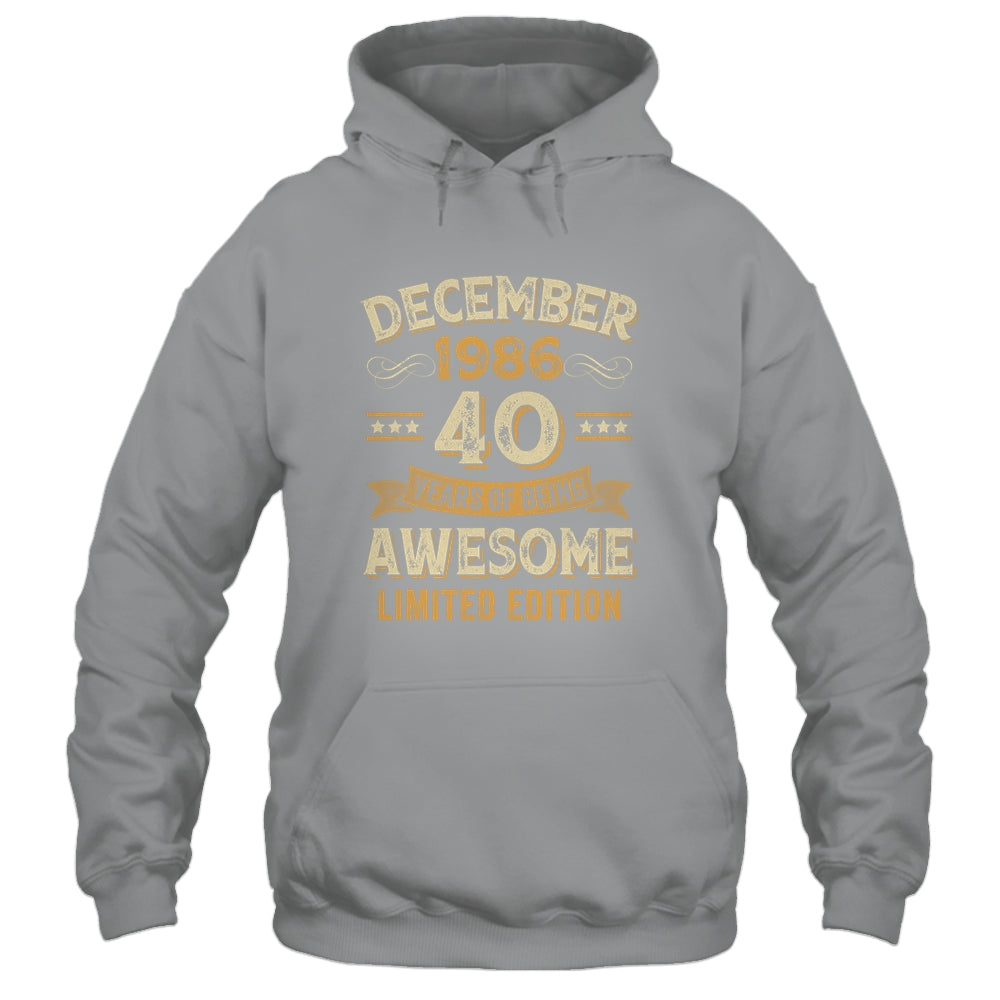40 Years Awesome Vintage December 1986 40th Birthday Shirt & Hoodie | siriusteestore