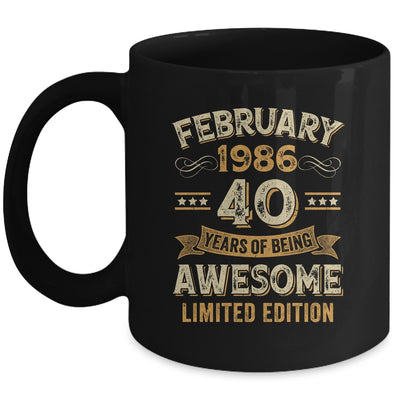 40 Years Awesome Vintage February 1986 40th Birthday Mug | siriusteestore