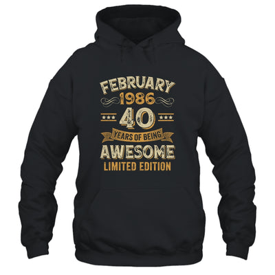 40 Years Awesome Vintage February 1986 40th Birthday Shirt & Hoodie | siriusteestore