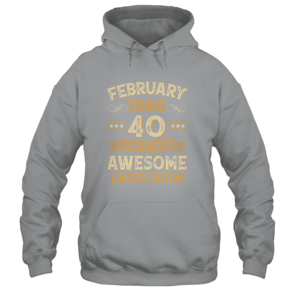 40 Years Awesome Vintage February 1986 40th Birthday Shirt & Hoodie | siriusteestore