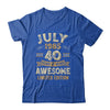 40 Years Awesome Vintage July 1985 40th Birthday Shirt & Hoodie | siriusteestore