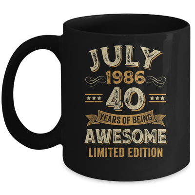 40 Years Awesome Vintage July 1986 40th Birthday Mug | siriusteestore