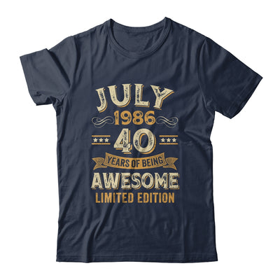 40 Years Awesome Vintage July 1986 40th Birthday Shirt & Hoodie | siriusteestore