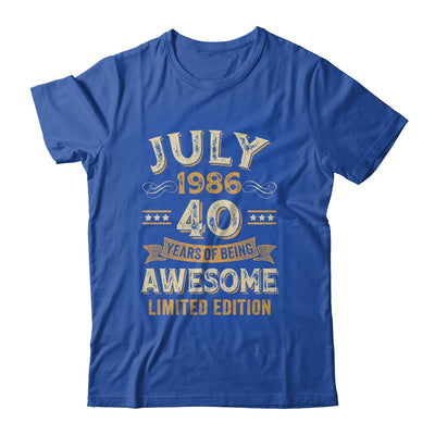 40 Years Awesome Vintage July 1986 40th Birthday Shirt & Hoodie | siriusteestore