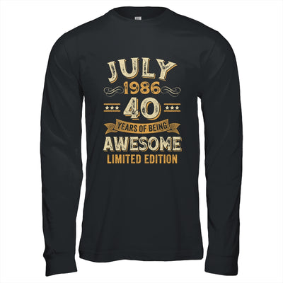 40 Years Awesome Vintage July 1986 40th Birthday Shirt & Hoodie | siriusteestore
