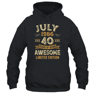 40 Years Awesome Vintage July 1986 40th Birthday Shirt & Hoodie | siriusteestore