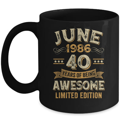 40 Years Awesome Vintage June 1986 40th Birthday Mug | siriusteestore