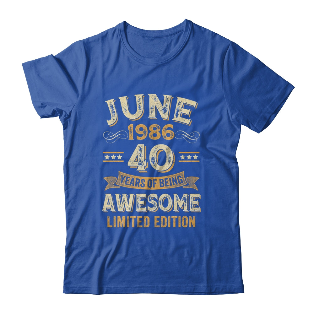 40 Years Awesome Vintage June 1986 40th Birthday Shirt & Hoodie | siriusteestore