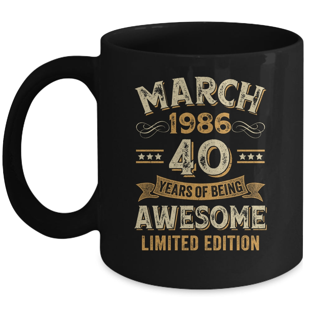 40 Years Awesome Vintage March 1986 40th Birthday Mug | siriusteestore
