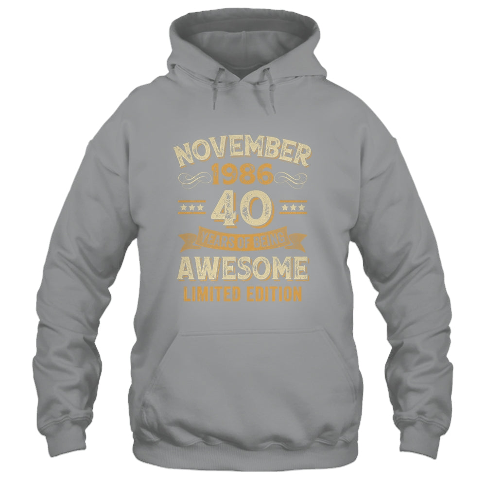 40 Years Awesome Vintage November 1986 40th Birthday Shirt & Hoodie | siriusteestore