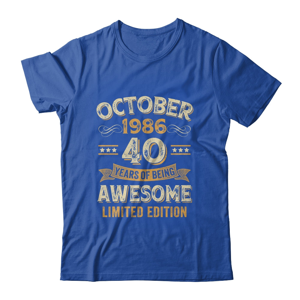 40 Years Awesome Vintage October 1986 40th Birthday Shirt & Hoodie | siriusteestore