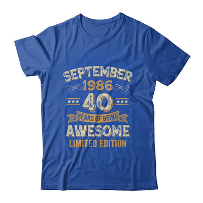 40 Years Awesome Vintage September 1986 40th Birthday Shirt & Hoodie | siriusteestore
