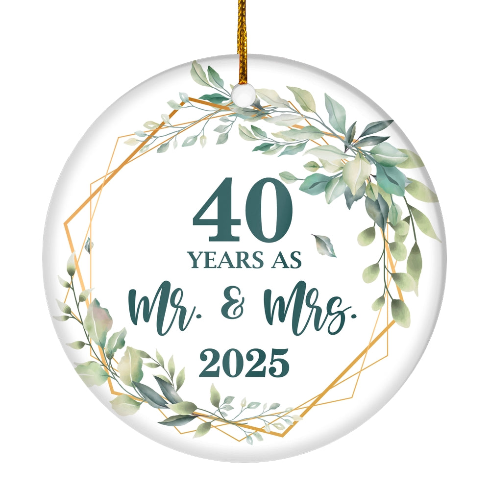 40th Anniversary Wedding Ornament Married 40 Years As Mr and Mrs For Couples Christmas Husband Wife Wedding Gift Holiday Decoration Christmas Tree Ornament | siriusteestore