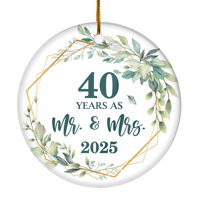 40th Anniversary Wedding Ornament Married 40 Years As Mr and Mrs For Couples Christmas Husband Wife Wedding Gift Holiday Decoration Christmas Tree Ornament | siriusteestore
