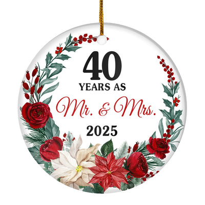 40th Wedding Anniversary Ornament Married 40 Years As Mr and Mrs For Couples Christmas Husband Wife Wedding Gift Holiday Decoration Christmas Tree Ornament | siriusteestore