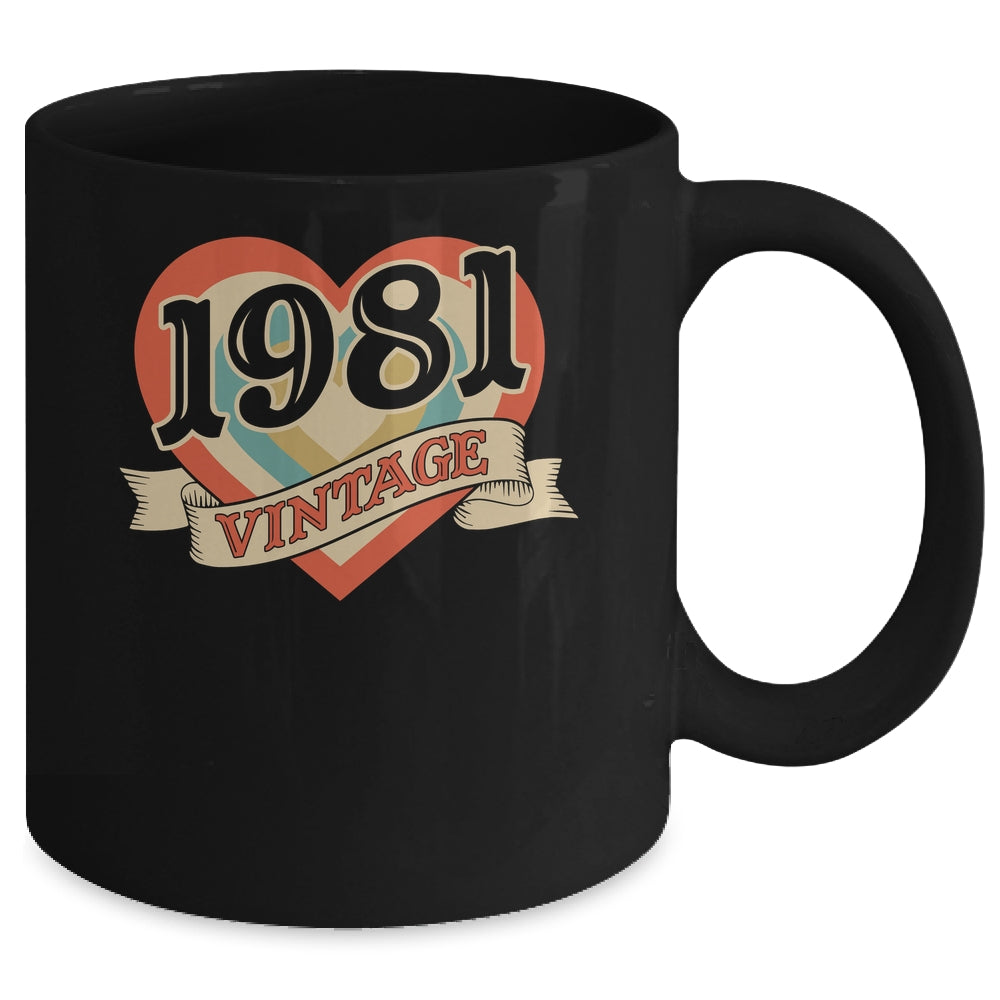 44th Birthday Gifts Classic Retro Heart Vintage 1981 Mug | siriusteestore