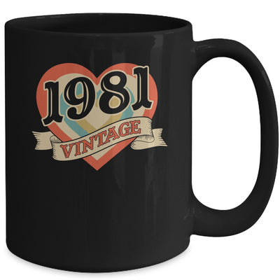 44th Birthday Gifts Classic Retro Heart Vintage 1981 Mug | siriusteestore
