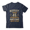45 Years Awesome Vintage August 1980 45th Birthday Shirt & Hoodie | siriusteestore