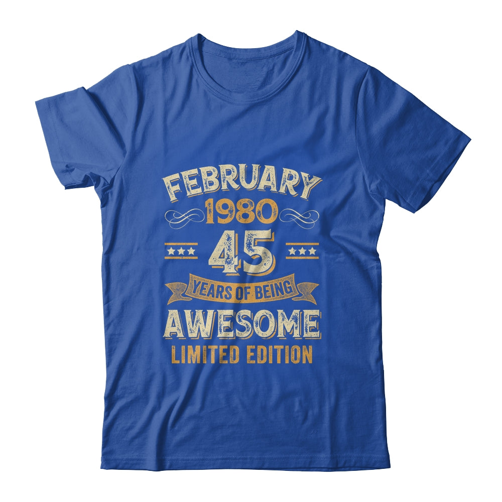 45 Years Awesome Vintage February 1980 45th Birthday Shirt & Hoodie | siriusteestore
