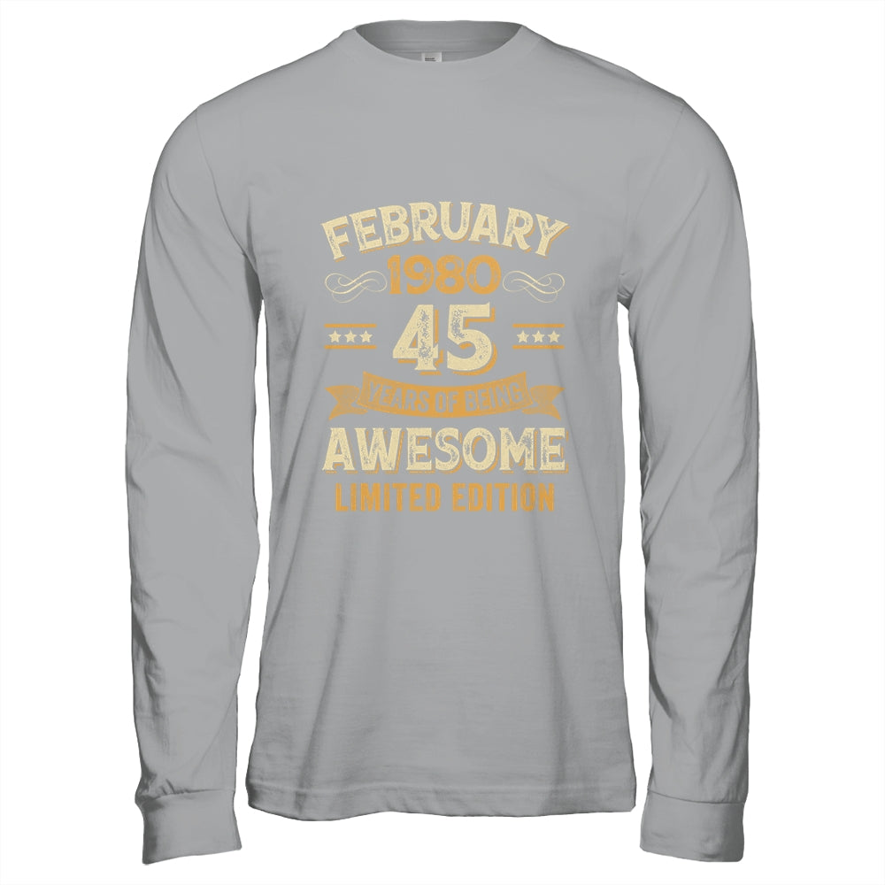 45 Years Awesome Vintage February 1980 45th Birthday Shirt & Hoodie | siriusteestore