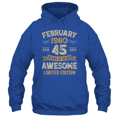 45 Years Awesome Vintage February 1980 45th Birthday Shirt & Hoodie | siriusteestore