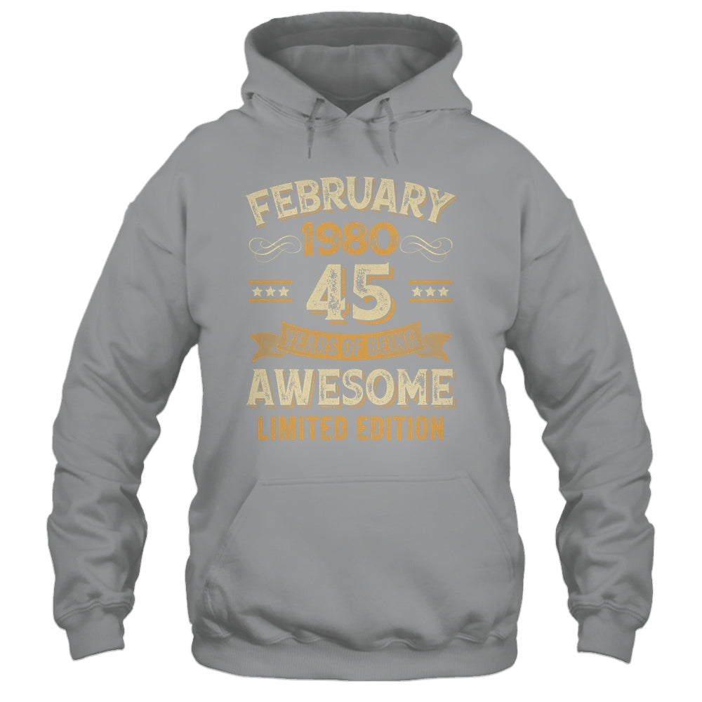 45 Years Awesome Vintage February 1980 45th Birthday Shirt & Hoodie | siriusteestore