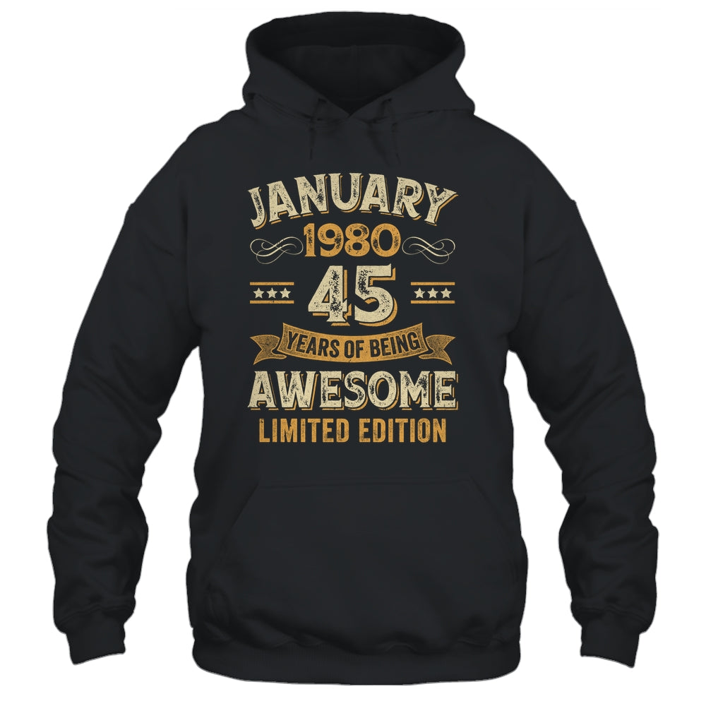 45 Years Awesome Vintage January 1980 45th Birthday Shirt & Hoodie | siriusteestore