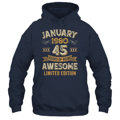 45 Years Awesome Vintage January 1980 45th Birthday Shirt & Hoodie | siriusteestore
