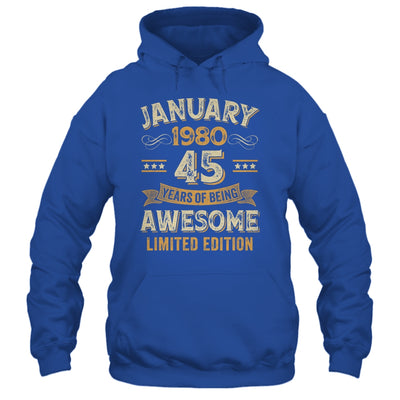 45 Years Awesome Vintage January 1980 45th Birthday Shirt & Hoodie | siriusteestore