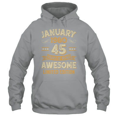 45 Years Awesome Vintage January 1980 45th Birthday Shirt & Hoodie | siriusteestore