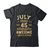 45 Years Awesome Vintage July 1980 45th Birthday Shirt & Hoodie | siriusteestore