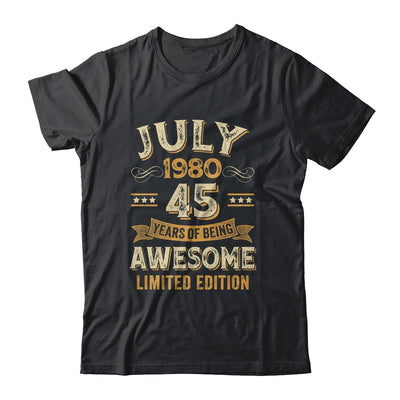 45 Years Awesome Vintage July 1980 45th Birthday Shirt & Hoodie | siriusteestore