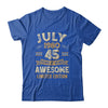 45 Years Awesome Vintage July 1980 45th Birthday Shirt & Hoodie | siriusteestore