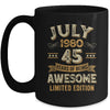 45 Years Awesome Vintage July 1980 45th Birthday Mug | siriusteestore