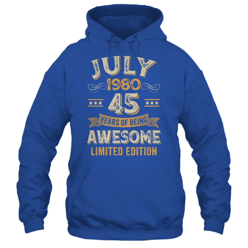 45 Years Awesome Vintage July 1980 45th Birthday Shirt & Hoodie | siriusteestore