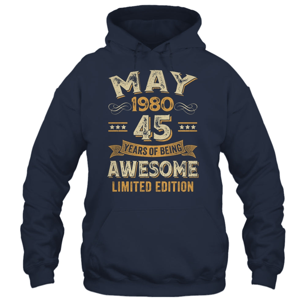 45 Years Awesome Vintage May 1980 45th Birthday Shirt & Hoodie | siriusteestore