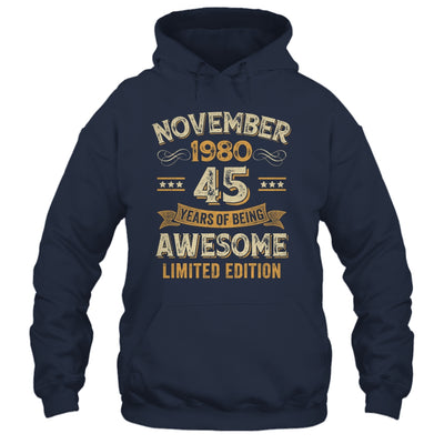 45 Years Awesome Vintage November 1980 45th Birthday Shirt & Hoodie | siriusteestore