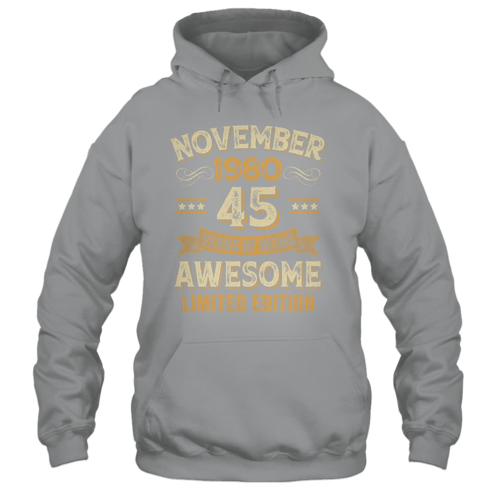 45 Years Awesome Vintage November 1980 45th Birthday Shirt & Hoodie | siriusteestore