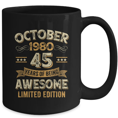 45 Years Awesome Vintage October 1980 45th Birthday Mug | siriusteestore