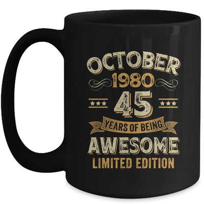 45 Years Awesome Vintage October 1980 45th Birthday Mug | siriusteestore