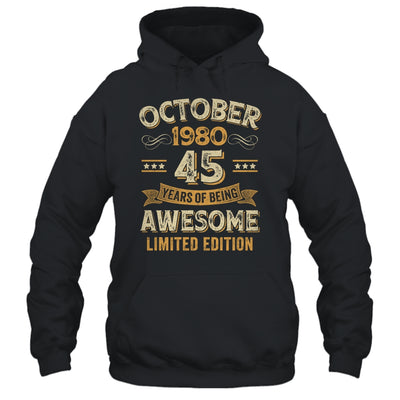 45 Years Awesome Vintage October 1980 45th Birthday Shirt & Hoodie | siriusteestore