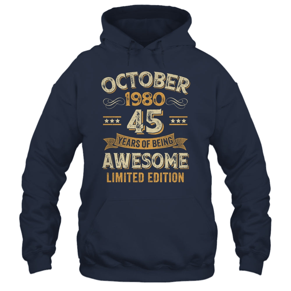 45 Years Awesome Vintage October 1980 45th Birthday Shirt & Hoodie | siriusteestore
